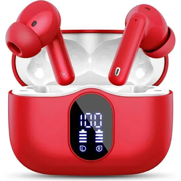 Wireless Earbuds, Bluetooth 5.4 Headphones Bass Stereo with Noise Cancelling Mic